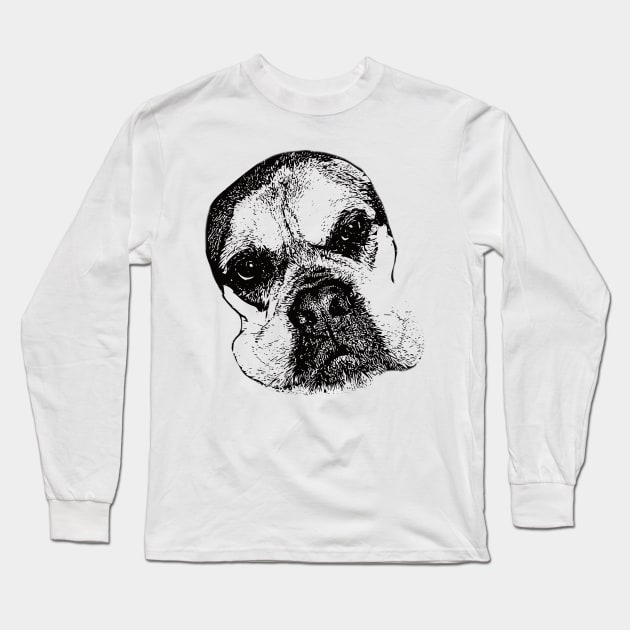 Bullmastiff Face Design - A Mastiff Christmas Gift Long Sleeve T-Shirt by DoggyStyles